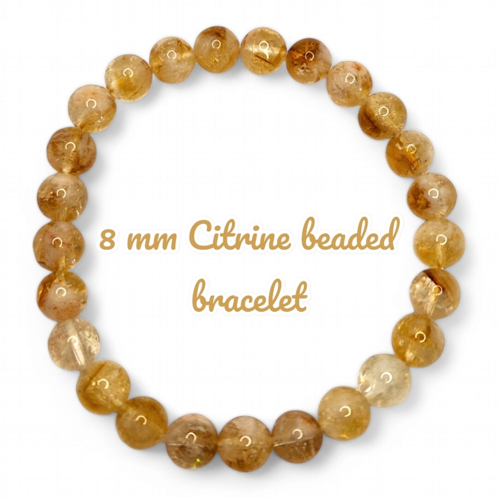 8 mm Citrine Unisex beaded bracelet